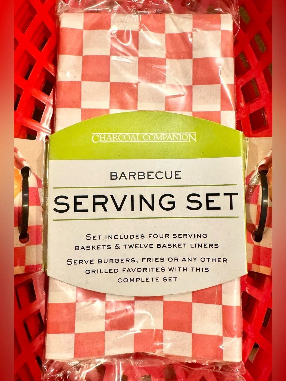 Red Basket Barbecue Serving Set with Basket & Liners